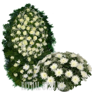 Белые Хризантемы, Розы, комплект 2 предмета