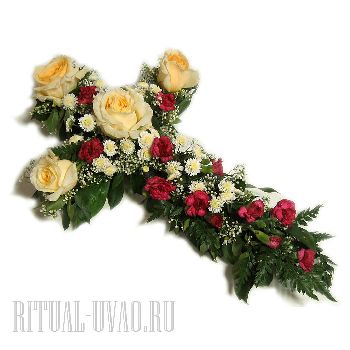 Крест из цветов на похороны