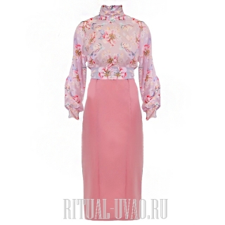Комплект "Элитный" платье - костюм розовый