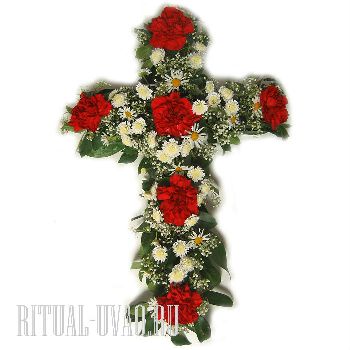 Цветочный крест из живых цветов